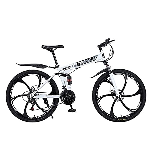 Folding Mountain Bike : BaiHogi Professional Racing Bike, 26-Inch Mountain Bike, Men's Double-Disc Brake Hard-Tail Bicycle with Adjustable Speed Folding High Carbon Steel Frame 21 / 24 / 27 Speed, A~26 Inches, 27 Speed
