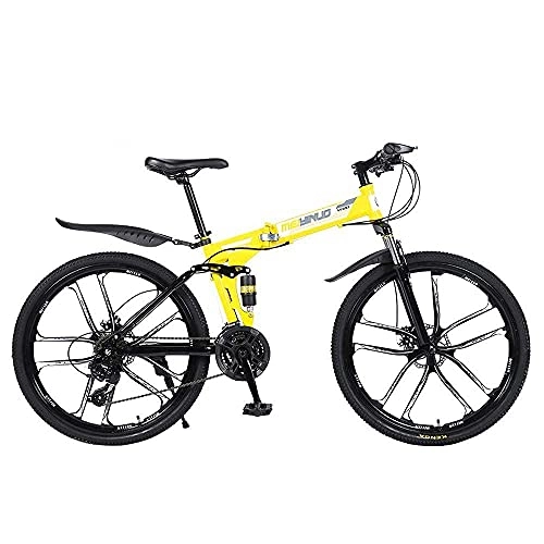 Folding Mountain Bike : BaiHogi Professional Racing Bike, Mountain Bike, 26-Inch Men's Double-Disc Brake Hard-Tail Bicycle with Adjustable Speed and Foldable High-Carbon Steel Frame, D~26 Inches, 24 Speed