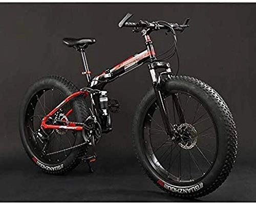 Folding Mountain Bike : baozge Folding Mountain Bike Bicycle Fat Tire Dual-Suspension MBT Bikes High-Carbon Steel Frame Double Disc Brake Aluminum Pedals and Stems A 20 inch 30 Speed