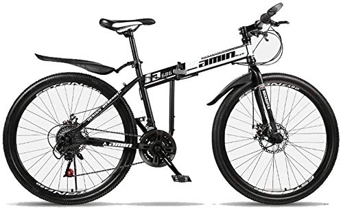 Folding Mountain Bike : Bck 26 Inch 21 Speed Teens MTB Bikes Outdoor Sports Rain Road Mountain 26 Inch Foldable Mountain Bike The Spokes are Highly Matched Double Disc Brake High Carbon Steel Frame (Color : A)