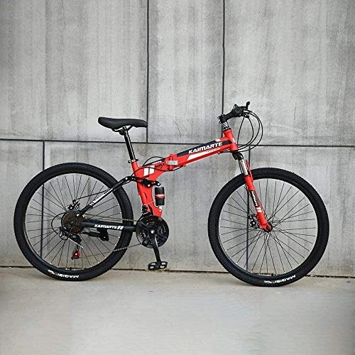 Folding Mountain Bike : BECCYYLY Mountain bike -Foldable MountainBike 24 / 26 Inches, Bicycle with Spoke Wheel, bicycle (Color : 7-stage shift, Size : 26inches)