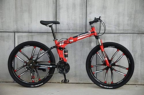 Folding Mountain Bike : BECCYYLY Mountain bike -Foldable MountainBike 24 / 26 Inches, MTB Bicycle with 10 Cutter Wheel, bicycle (Color : 27-stage shift, Size : 26inches)