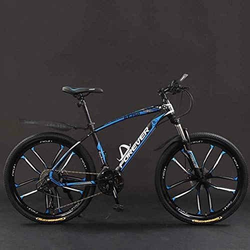 Folding Mountain Bike : Bicycle 26 Inch 21 / 24 / 27 / 30 Speed Mountain Bikes, Hard Tail Mountain Bicycle Lightweight Bicycle, with Adjustable Seat Double Disc Brake, black blue, 27 Speed