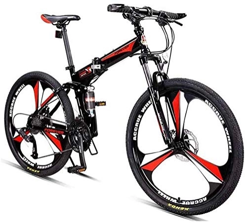 Folding Mountain Bike : Bicycle 26 Inch Mountain Bikes, 27 Speed Overdrive Mountain Trail Bike, Foldable High-carbon Steel Frame Hardtail Mountain Bike ( Color : Red )