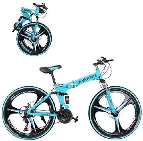 Folding Mountain Bike : Bicycle Adult Road Bikes Mountain Bikes26 Inch Folding Mountain Bike with 21 Speed 3 Spoke Wheels and 21 Speed Shifter High Carbon Steel Frame Double Disc Brake & Dual Full Suspension Anti-Sli A