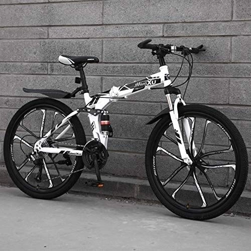 Folding Mountain Bike : Bicycle Foldable Bicycle, Male And Female Students, Variable-speed Urban Bicycles Adult Mountain Off-road Bicycles Black Patterns 21 / 24 / 27 Speed 26-inch Wheels Shock-absorbing Bicycles, Foldable Fram