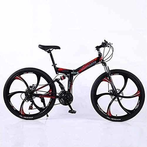 Folding Mountain Bike : Bicycle Folding Bike Outroad Mountain Bike 26in 21 Speed High Carbon Steel Shock Absorption Frame with Disc Brakes and Suspension Fork Sports Leisure Men and Women