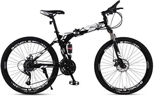 Folding Mountain Bike : Bicycle, Mountain Bike Child Bicycles 21 / 24 / 27 Speed Steel Frame 27.5 Inches 3-Spoke Wheels Dual Suspension Folding Bike, White, 21speed