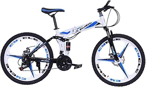 Folding Mountain Bike : Bicycle, Mountain Bike Girl Boy Bicycles 26 Inch Folding bike with Sturdy Steel 6 Spokes Integrated Wheel Premium Full Suspension and 24 Speed Gear,