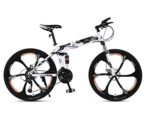 Folding Mountain Bike : Bicycle Mountain Folding Bike For Adult, 24" 21-speed Variable-speed Mountain Bike, Double Shock-absorbing Double Disc Brake Student MTB Racing, Road / Flat Ground / Work Universal Bicycles