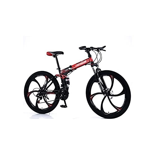 Folding Mountain Bike : Bicycles for Adults Bicycle, Mountain Bike 27-Speed Dual-Shock Integrated Wheel Folding Mountain Bike Bicycle Bicycle, Sports and Entertainment (Color : Red, Size : 21)