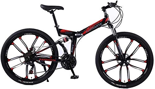 Folding Mountain Bike : Bike 21 Speed Folded Mountain, wheel Bicycle Carbon Steel 24 / 26 Inch 10 Knife Adult Student Mountain Frame Disc Brake Bicycle 0713 (Color : 26inch21Speed)