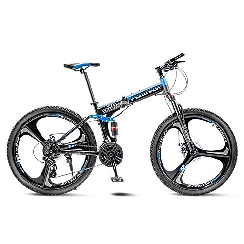 Folding Mountain Bike : Bike 26 Inch Folding Mountain 24 Speed Three Knife One Wheel Bicycle Men And Women Adult Variable Speed Bicycles Student Double Shock Absorption Double Disc Brake Off-road Racing