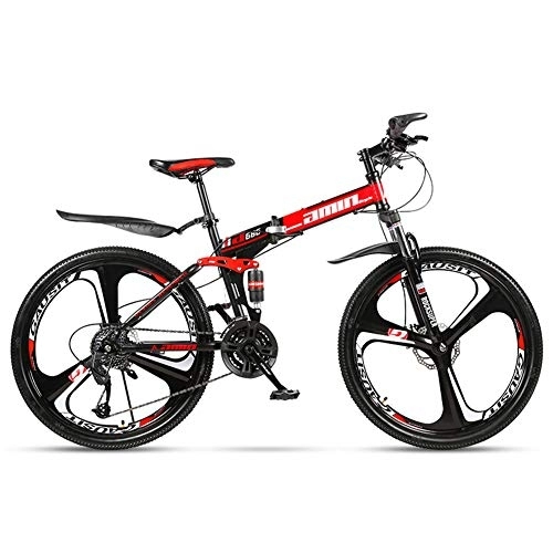 Folding Mountain Bike : Bike Folding Mountain High Carbon Steel Frame 26 Inches / 24 Speed Variable Speed Double Shock Absorption Three Cutter Wheel Foldable Bicycle Adult Racing Car Off-road Unisex