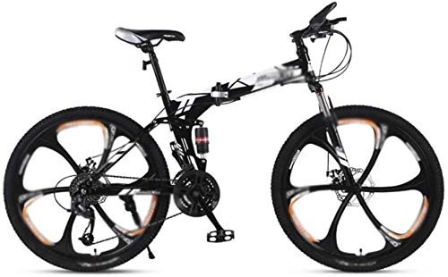Folding Mountain Bike : BMX Mountain Folding Bike For Adult, Variable-speed Mountain Bike, Double Shock-absorbing Double Disc Brake Student MTB Racing, Road / Flat Ground 7-14 ( Color : Whitec , Size : 24" 21speed )