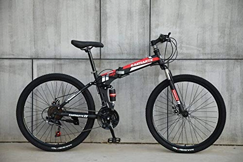 Folding Mountain Bike : CDFC Foldable Sports / Mountain Bike 24 / 26 Inches Spoke Wheel, Black&Red, 24inches, 27stage_shift