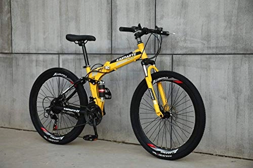 Folding Mountain Bike : CDFC Foldable Sports / Mountain Bike 24 / 26 Inches Spoke Wheel, Yellow, 24inches, 21stage_shift