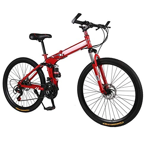 Folding Mountain Bike : CEALEONE Bike-to-Go Folding Bicycle - 20" Wheel, Rear Hydraulic Shock Suspension, Foldable Pedals, Aluminum Alloy Bike Frame, Red