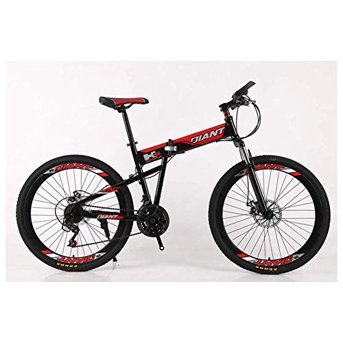 Folding Mountain Bike : CENPEN Outdoor sports Folding Mountain Bike 2130 Speeds Bicycle Fork Suspension MTB Foldable Frame 26" Wheels with Dual Disc Brakes (Color : Red, Size : 30 Speed)