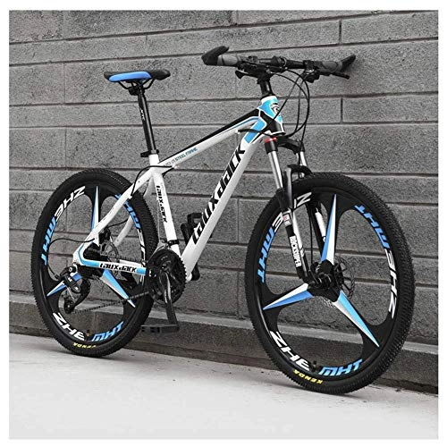 Folding Mountain Bike : CENPEN Outdoor sports Mountain Bike 26 Inches, 3 Spoke Wheels with Dual Disc Brakes, Front Suspension Folding Bike 27 Speed MTB Bicycle, Blue
