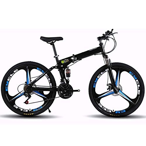 Folding Mountain Bike : Chenbz Outdoor sports Bike 24 Speed, Mountain Bike, 16Inch Bicycle, Folding Bike Disc Brakes, Carbon Steel Frame, Fork Suspension Can Be Locked (Color : Black)