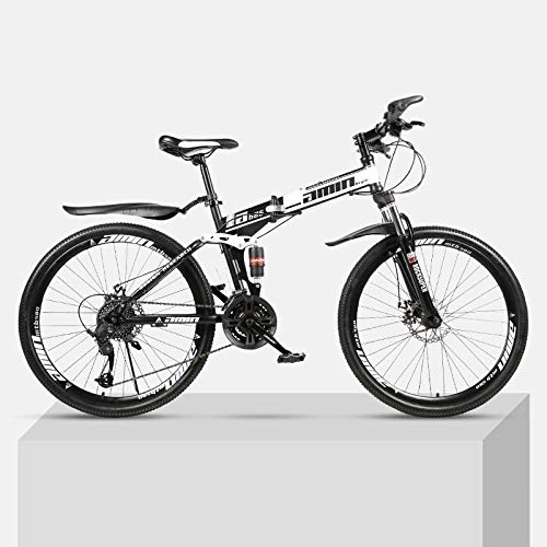 Folding Mountain Bike : Chengke Yipin Mountain bike 24 inch collapsible high carbon steel frame double shock absorption variable speed male and female students off-road bicycle-black_24 speed