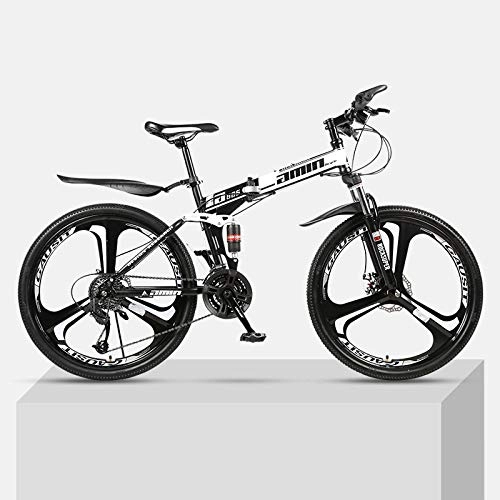 Folding Mountain Bike : Chengke Yipin Mountain bike 26-inch one-wheeled foldable high carbon steel frame double shock-absorbing speed male and female students off-road bicycle-black_21 speed