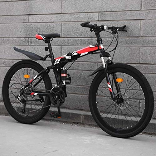 Folding Mountain Bike : Chenshun Bicycle Mountain Bike For Men Women, 24in Carbon Steel 24 Speed Bicycle Folding Bikes Dual Disc Brakes (Color : A)