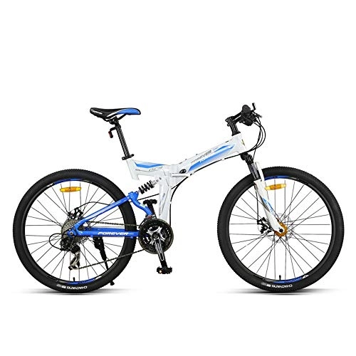 Folding Mountain Bike : CHEZI Mountain Bike Disc Brakes Double Damper Portable Aluminium Alloy Mountain Bike for Men and Women 27 Speeds 26 Inches