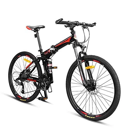 Folding Mountain Bike : CHEZI Mountain Bike, Foldable Bicycle Mountain Bike Adult Male Speed Off-Road Double Shock Absorber 27 Speed 26 Inches