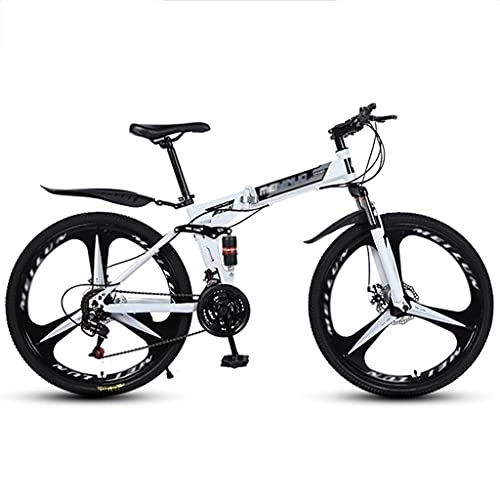 Folding Mountain Bike : Children's bicycle 26 inch Folding Mountain Bike Full Suspension 24 Speed High-Tensile Carbon Steel Frame MTB with Dual Disc Brake for Men and Women / 8756 ( Color : Style4 , Size : 26inch21 speed )