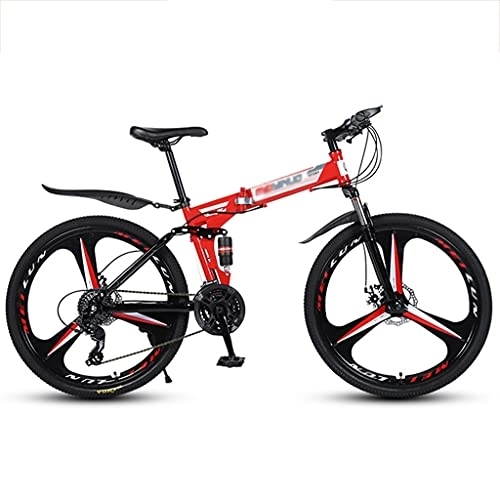 Folding Mountain Bike : Children's bicycle 26 Inch Folding Mountain Bike Full Suspension 24 Speed High-Tensile Carbon Steel Frame MTB with Dual Disc Brake for Men and Women ( Color : Style1 , Size : 26inch21 speed )