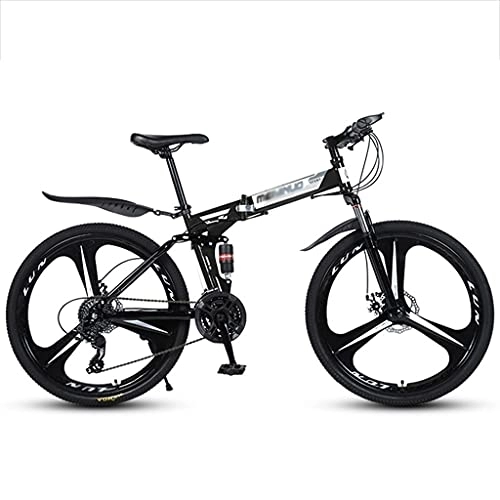 Folding Mountain Bike : Children's bicycle 26 Inch Folding Mountain Bike Full Suspension 24 Speed High-Tensile Carbon Steel Frame MTB with Dual Disc Brake for Men and Women ( Color : Style3 , Size : 26inch21 speed )