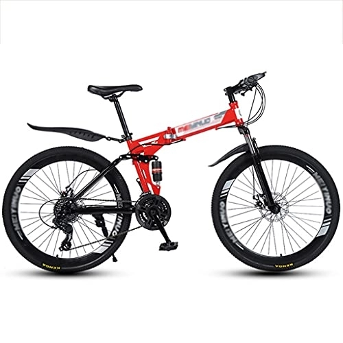 Folding Mountain Bike : Children's bicycle Youth / Adult Folding Mountain Bike, Full Suspension 27 Speed ​​Gears Disc Brakes Mountain Bicycle with Dual Disc Brake for Men and Women ( Color : Style3 , Size : 26inch21 speed )