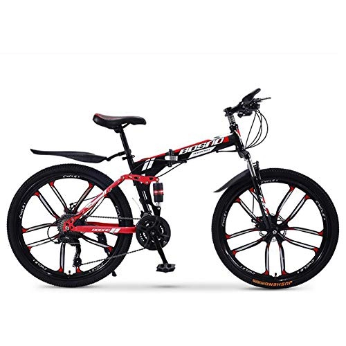Folding Mountain Bike : CHJ Folding Mountain Bike for Men and Women Off-Road Vehicles, 24 / 26 Inches, 21 / 24 / 27 / 30 Speed, Send Front Beam Package, 26 inches, 24