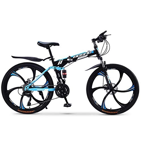 Folding Mountain Bike : CHJ Mountain off-road folding bike, double shock absorbers and double disc brakes. 21 / 24 / 27 / 30 optional, sizes are 24 inches and 26 inches respectively, 24 inches, 27