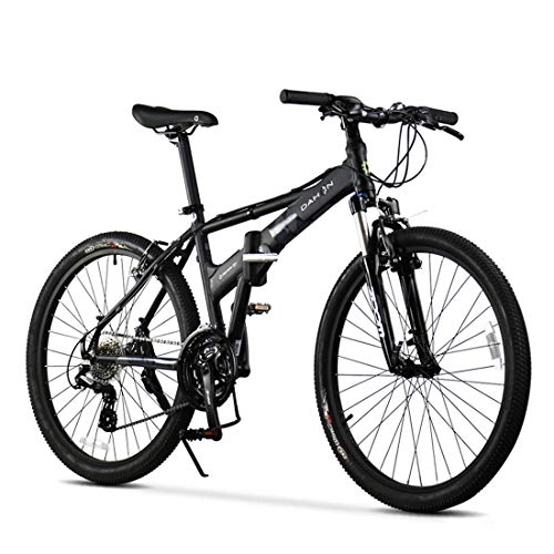 Folding Mountain Bike : City Bike 26 Inch 24-Speed Commuter Bicycle Fold Aluminum Alloy Frame For Unisex Adult, black