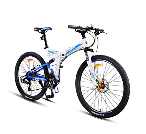 Folding Mountain Bike : City Bike 26 Inch 27-Speed Fold Bicycle With Double Shock Absorption For Unisex Adult, white
