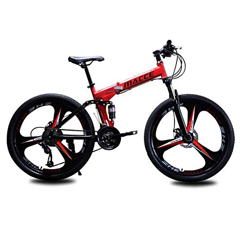 Folding Mountain Bike : City Folding Car Adult Folding Bike, RNNTK Light Mountain Bicycle Three-knife wheel.Double Shock Absorption, Folding Car Double Disc Brake A Variety Of Colors B -21 Speed -26 Inches