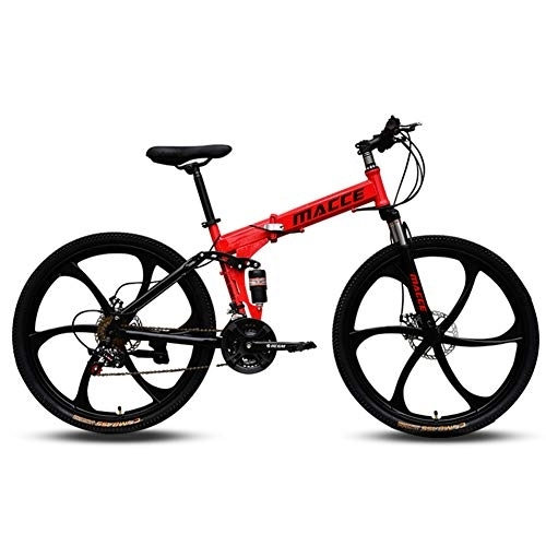 Folding Mountain Bike : CJF 26 Inch Mountain Bike 27-Speed Folding Outroad Bicycles with Locking Shock-Absorbing Front Fork for Outdoors, D