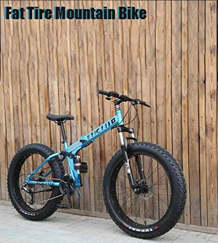 Folding Mountain Bike : CJH Offroad, Outdoors Sport, Variable Speed, Fat Tire Mens Folding Mountain Bike, 17-Inch Double Disc Brake / High-Carbon Steel Frame Bikes, 7-Speed, 24-26 inch Wheels, Off-Road Beach Snowmobile Bicycle, B