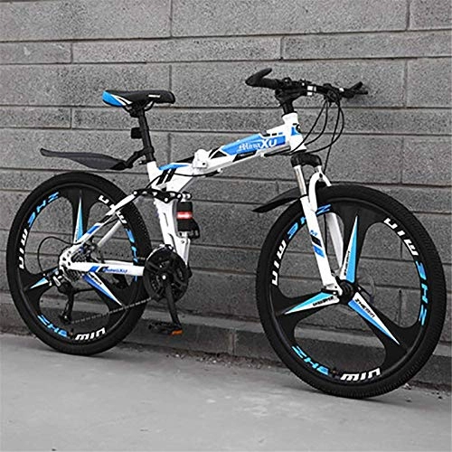Folding Mountain Bike : CLOTHES Commuter City Road Bike 24 / 26 Inch Folding Mountain Bike, Full Suspension Road Bikes with Dual Disc Brakes, Outroad Mountain Bike, 21-27 Speed MTB Bicycle for Men / Women Unisex