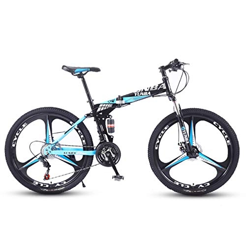 Folding Mountain Bike : CLOUDH 26 Inch 3 Spoke Wheels Folding Mountain Bike 21-Speed Mountain Bike Front Suspension Fork And Disc Brakes Bicycle, for Adult Student Outdoors Sport