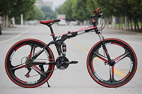 Folding Mountain Bike : Convenient Foldable Ultra-Lightweight Mountain Bike 4-Variable Speeds Dual Brake Folding Bicycle For Student Man And Women Adult Bike (Color : Black 3 blade, Size : 24)