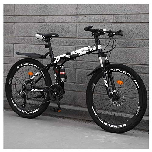 Folding Mountain Bike : COSCANA 26inch Folding Mountain Bike, Unisex Bicycle, Full Suspension MTB Bikes, Double Disc Brake Bicycles Cycling For Men And WomenBlack-24 Speed