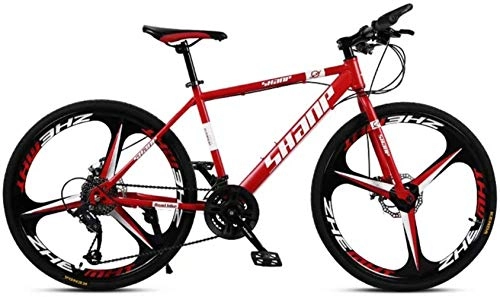 Folding Mountain Bike : Country Mountain Bike 24 / 26 Inch Double Disc Brake, Adult MTB Country Gearshift Bicycle, Hardtail Mountain Bike with Adjustable Seat Carbon Steel Red 3 Cutter, 24-stage shift, 24inches