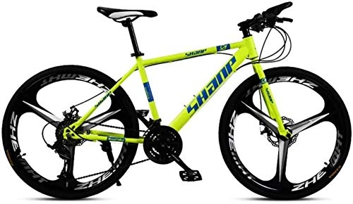 Folding Mountain Bike : Country Mountain Bike 24 / 26 Inch Double Disc Brake, Adult MTB Country Gearshift Bicycle Hardtail Mountain Bike, with Adjustable Seat Carbon Steel Yellow 3 Cutter, 30-stage shift, 24inches
