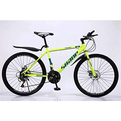 Folding Mountain Bike : Country Mountain Bike, 24 / 26 Inch Double Disc Brake, Adult MTB Country Gearshift Bicycle, Hardtail Mountain Bike with Adjustable Seat Carbon Steel Yellow Spoke Wheel (30-stage shift, 24 inches)