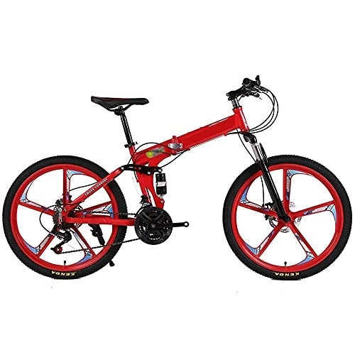 Folding Mountain Bike : COUYY 24 / 26 inch mountain bike folding bike dual-disc brakes full suspension non-slip cross-country speed racing for men and women, 21 speed, 26 inches