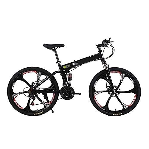 Folding Mountain Bike : COUYY Folding Bike with 21 / 24 / 27-Speed Drivetrain, Double Disc Brake, 24 / 26-Inch Wheels for Urban Riding and Commuting, Black, 24 inch24 speed